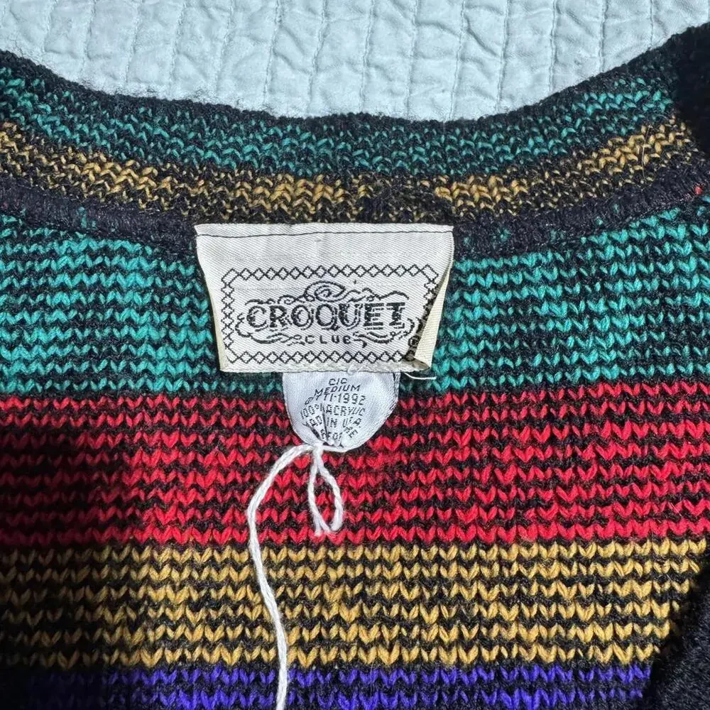 Croquet Club vintage 80s retro patterned sweater, super fun and funky‎